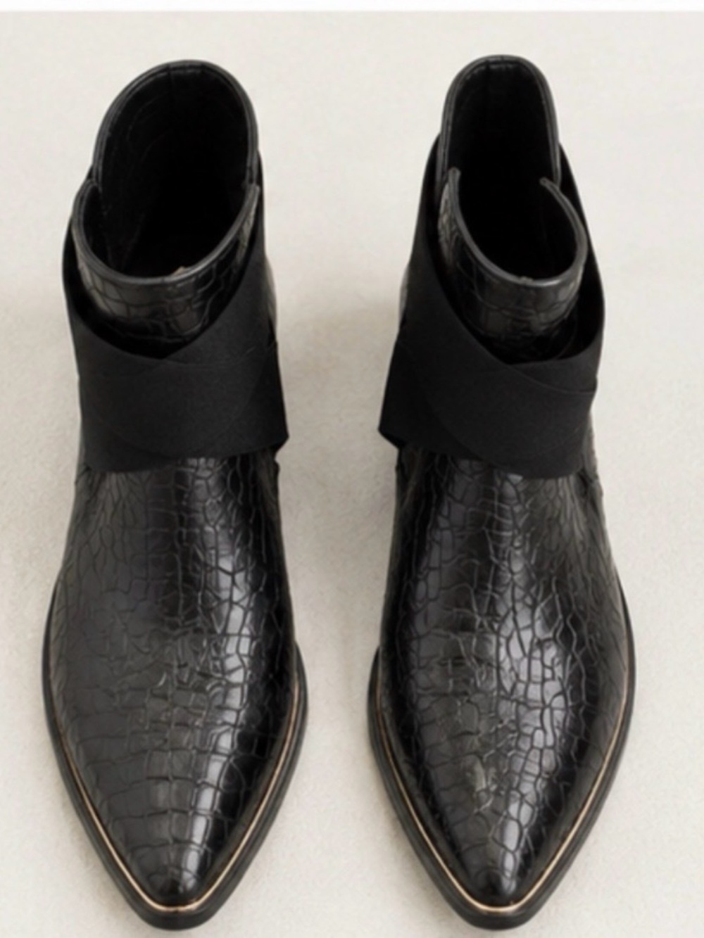 Valentina Made in Italy Croc Embossed Leather Ankle Boots 39.5/9